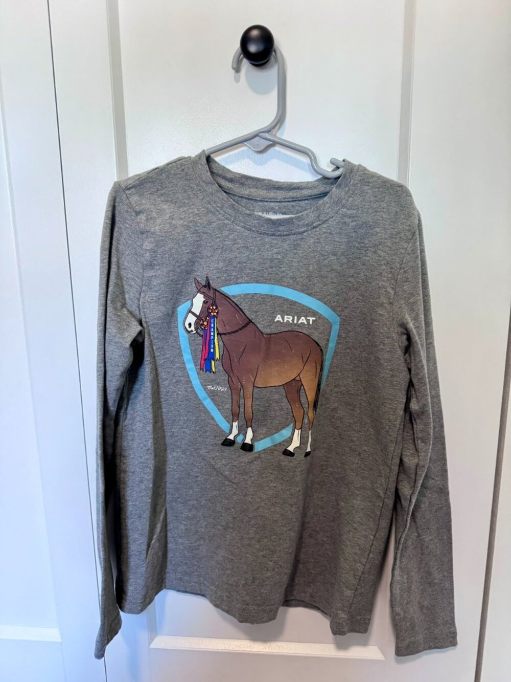 Ariat Youth Champion Pony Long Sleeve Shirt Heather Grey